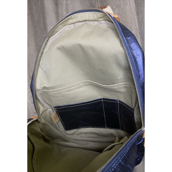 Uashmama Memmino Backpack Petrolio Navy Blue Washable Paper Leather Italy Medium main image 8